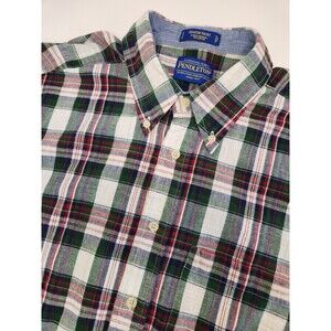 Pendleton Seaside Shirt Men's Large Multicolor Plaid Button Down Short Sleeve